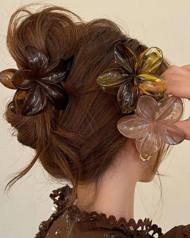 HIBISCUS FLOWER HAIR CLIP 8CM NEUTRAL MULTI - STUDIO JO STORE